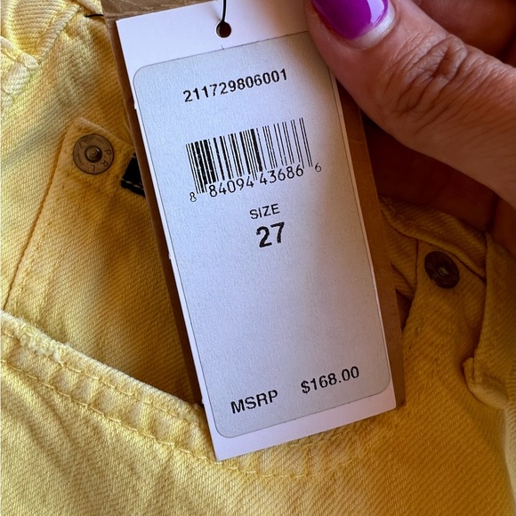 POLO by Ralph Lauren The Callen High Rise Slim Jean Button Yellow Sz 27 - Picture 8 of 10